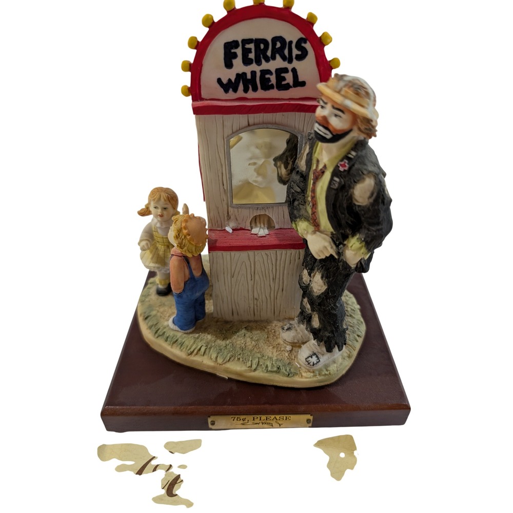 Emmett Kelly Jr 75c Please Figurine 1645 Day At The Fair Flambro 1989 Clown COA